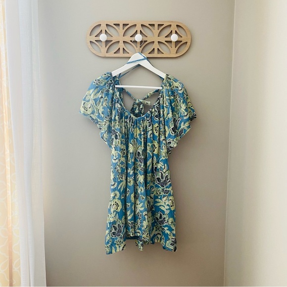 Free People Kauai Getaway Printed Tunic Blue/Green Sz Small - Picture 1 of 11